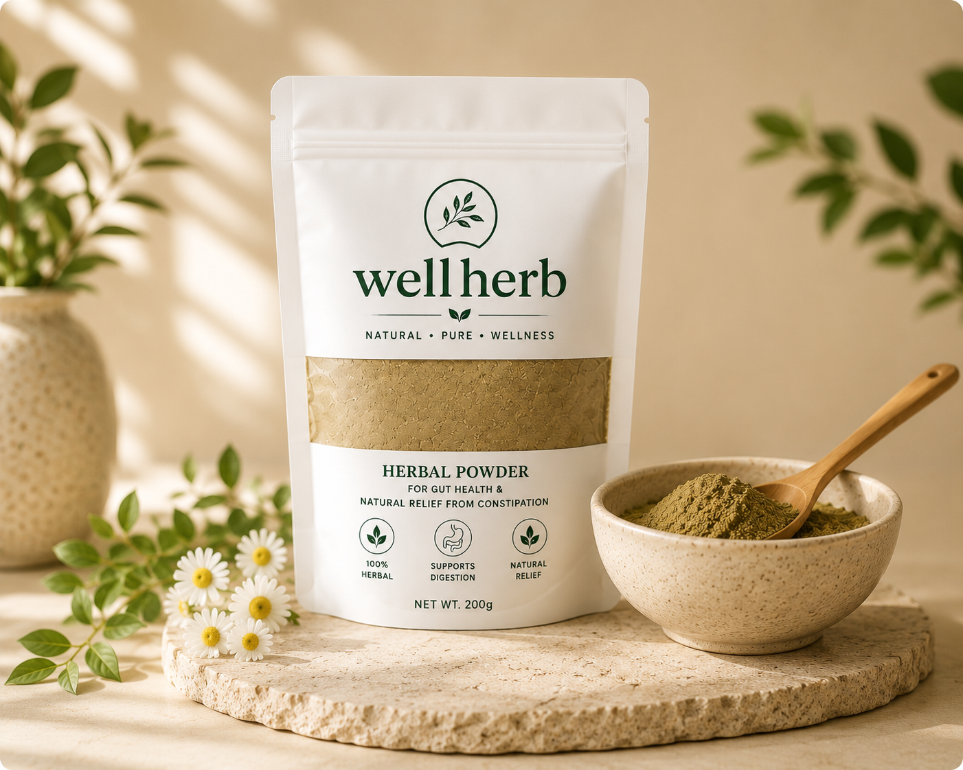 Wellherb- Herbal Powder for constipation relief and Gut wellness